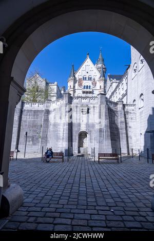 Cour extérieure du château de Neuschwanstein, Bavière, Allemagne Banque D'Images