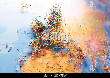 Carte d'Europe épinglée Banque D'Images