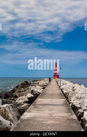 Muskegon South Breakwater Light, Muskegon, Michigan Banque D'Images