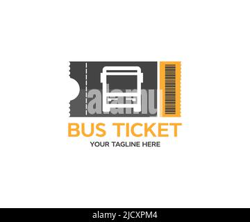 Ticket de bus de conception plate jaune avec logo de code-barres. Carte symbolisant le billet de bus et le voyage via le vecteur de bus conception et illustration. Illustration de Vecteur