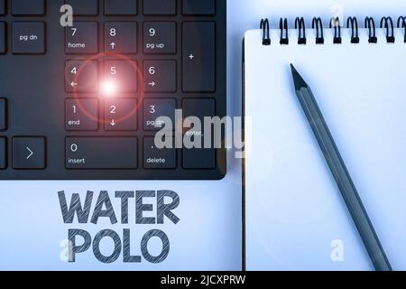 Écriture affichant du texte Water Polo. Concept Internet le sport d'équipe de compétition a joué dans l'eau entre deux équipes Computer Keyboard et Symbol Banque D'Images