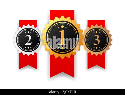 Médaille d'or, d'argent et de bronze - Prix de 1st, 2nd et 3rd places. Illustration de Vecteur