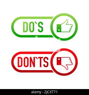 coche le bouton ui avec dos et donts. plat style simple tendance moderne rouge et vert coche. Illustration de Vecteur