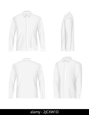 Ensemble de maquettes de chemise blanc pour hommes, illustration vectorielle réaliste Illustration de Vecteur