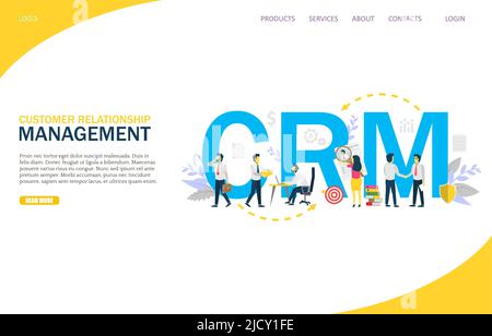 Modèle de conception de page de renvoi de site Web vectoriel de gestion de la relation client Illustration de Vecteur