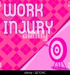 Inspiration montrant un signe de blessure au travail. Internet concept accident dans l'emploi danger des conditions non sécuritaires blesser Trauma Target avec le représentant de Bullseye Banque D'Images