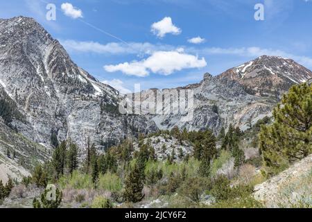 Vue panoramique sur les montagnes de Tioga Pass dans le parc national de Yosemite Banque D'Images