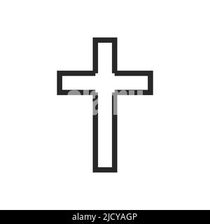 Icône d'illustration vectorielle de dieu de religion croisée. Symbole christianisme et forme signe chrétien. Crucifix religieux foi et catholicisme Saint-Noir Art. SP Illustration de Vecteur