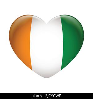 Icône drapeau de la Côte d'Ivoire isolée sur fond blanc. Drapeau de la Côte d'Ivoire. Icône drapeau brillante. Illustration de Vecteur