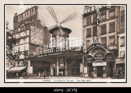 MOULIN ROUGE Paris 1930s carte postale avec le Moulin Rouge Montmartre - carte postale avant 1936 - le Moulin Rouge carte postale - éditions A. Leconte à Paris France Banque D'Images