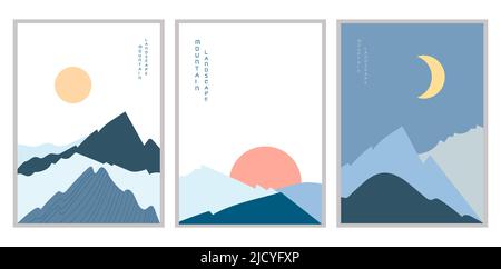 Affiches abstraites de paysage de montagne.Illustration vectorielle.Affiches Illustration de Vecteur