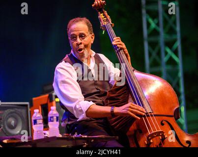 15 juin 2022, Wilmington, Delaware, États-Unis: 5 fois vainqueur Grammy, bassiste de jazz, STANLEY CLARKE, en concert au Festival de jazz Clifford Brown qui s'est tenu dans l'historique Rodney Square à Wilmington Delaware (image de crédit: © Ricky Fitchett/ZUMA Press Wire) Banque D'Images