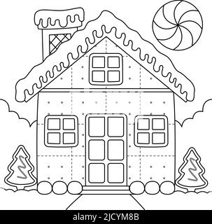 Noël maison de pain d'épice page de coloriage pour les enfants Illustration de Vecteur