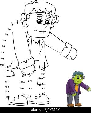 Point à point Frankenstein Halloween isolé Illustration de Vecteur