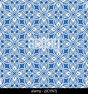 Motif sans couture avec décoration asiatique fleurie. Texture ornementale abstraite. Arrière-plan en carreaux de forme diagonale artistique de style arabe Illustration de Vecteur