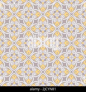 Motif sans couture avec décoration asiatique fleurie. Texture ornementale abstraite. Arrière-plan en carreaux de forme diagonale artistique de style arabe Illustration de Vecteur