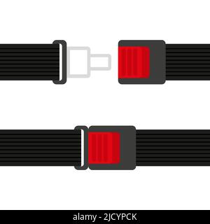illustration détaillée d'une ceinture de sécurité ouverte et fermée. Illustration de Vecteur