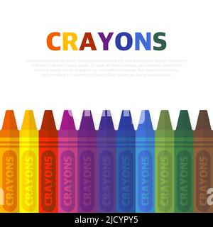 Crayons de couleur vectoriels. Ensemble d'art enfants École art fournitures graphiques. Illustration vectorielle. Illustration de Vecteur