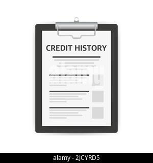Concept de vecteur de document de cote de crédit, tableau papier des informations personnelles de cote de crédit. Illustration de Vecteur