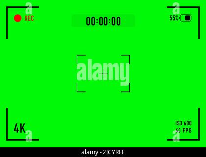 Écran de mise au point pour caméra vidéo numérique. Enregistrement de l'appareil photo à viseur vert. Illustration vectorielle. Illustration de Vecteur