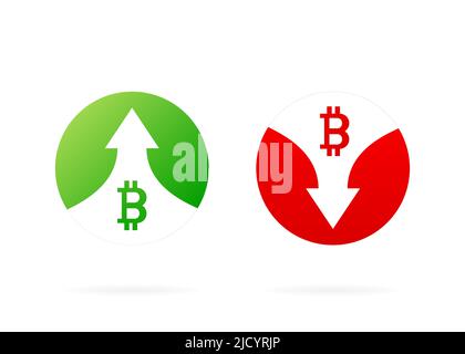 Flèches vers le haut et vers le bas. Icônes rouge et verte. Illustration isolée sur fond blanc. Illustration vectorielle avec marges bénéficiaires. Illustration de Vecteur