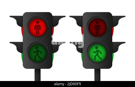 3d feu de circulation pour piétons réaliste sur fond blanc. Illustration vectorielle. Illustration de Vecteur