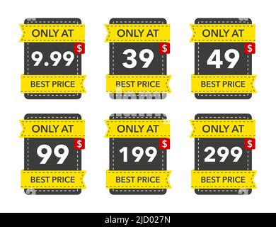 Étiquette de réduction pour solde fixe uniquement pour le design promotionnel. Affiche. Illustration vectorielle. Illustration de Vecteur
