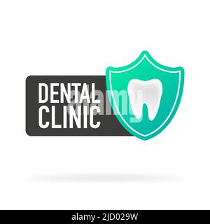 Protection de clinique dentaire. Conception plate. Illustration de l'étiquette vectorielle. Illustration de Vecteur