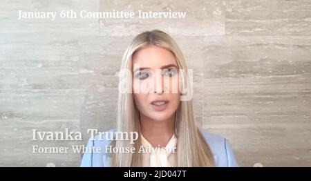 Témoignage enregistré d'Ivanka Trump. Témoignage vidéo de témoins présentés lors des audiences du Comité 6 janvier de la Maison des États-Unis sur l'attaque contre le Capitole des États-Unis. Banque D'Images