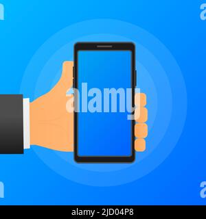 Téléphone portable avec écran bleu. Téléphone sur fond bleu. Illustration vectorielle. Illustration de Vecteur