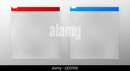 Sacs en plastique rouge et bleu réalistes sur les fermetures éclair. Illustration vectorielle. Illustration de Vecteur