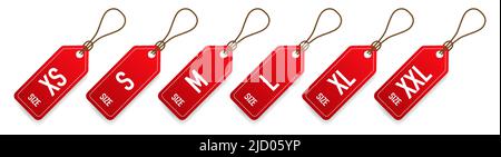Collection d'étiquettes de taille de vêtements isolées sur fond blanc. Illustration vectorielle. Illustration de Vecteur