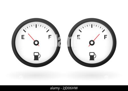 Concept d'indicateur de carburant, compteur de gaz sur fond blanc. Capteur de carburant. Illustration vectorielle. Illustration de Vecteur