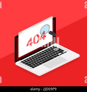 404 page d'erreur introuvable isolée sur fond rouge. Illustration vectorielle. Illustration de Vecteur