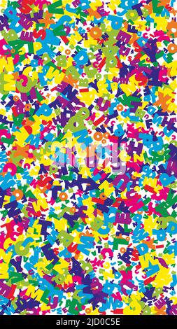 Chute de lettres de langue anglaise. Mots volants lumineux de l'alphabet latin. Concept d'étude des langues étrangères. Correct de retour à l'école bannière sur bac blanc Illustration de Vecteur