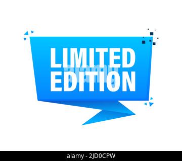 Bannière avec édition limitée bleue sur fond blanc pour la conception d'impression. Modèle vectoriel. Badge d'offre spéciale. Illustration de Vecteur
