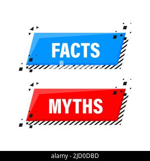 Les faits et les mythes bulles isolées sur fond blanc. Symbole, illustration du logo. Cochez la case Icon vector design. Caractère pour la conception de concept. Illustration de Vecteur