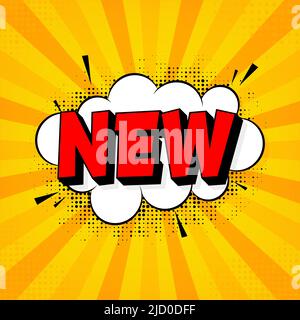 Nouveau dans un style vintage. Vecteur de style dessin animé. Pop art texte vectoriel. Effet Wow. Illustration de Vecteur