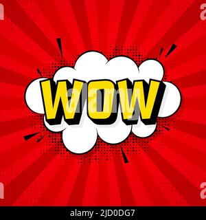 ouah dans un style vintage. Vecteur de style dessin animé. Pop art texte vectoriel. Effet Wow. Illustration de Vecteur