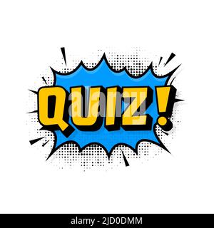 Bannière de dessin animé. Modèle de conception de vecteur de signe de quiz bleu. Bannière publicitaire. Panneau de jeu. Illustration de Vecteur