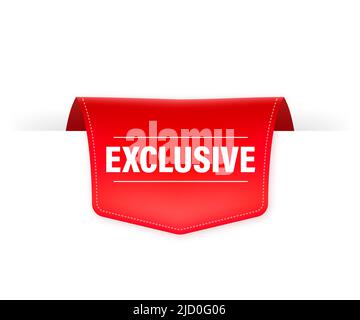 Exclusivité Red pour le design de la publicité Web. Vecteur de style plat. Fond blanc vectoriel. Badge d'offre spéciale. Illustration de Vecteur