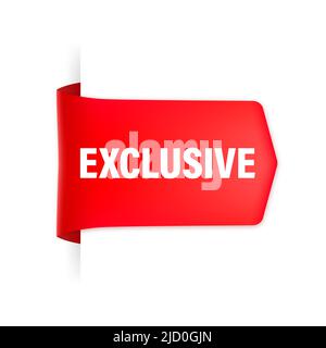 Exclusivité Red pour le design de la publicité Web. Vecteur de style plat. Fond blanc vectoriel. Badge d'offre spéciale. Illustration de Vecteur