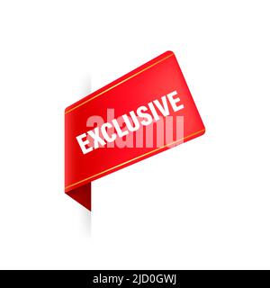 Exclusivité Red pour le design de la publicité Web. Vecteur de style plat. Fond blanc vectoriel. Badge d'offre spéciale. Illustration de Vecteur