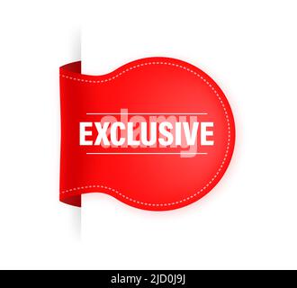 Exclusivité Red pour le design de la publicité Web. Vecteur de style plat. Fond blanc vectoriel. Badge d'offre spéciale. Illustration de Vecteur