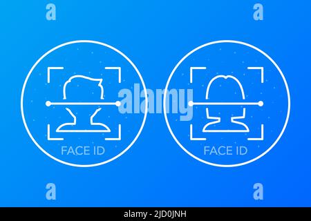 Reconnaissance faciale, design parfait pour toutes les applications. Vecteur d'icône de protection. Protection personnelle Illustration de Vecteur