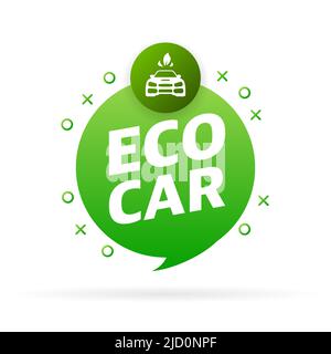 Bannière avec éco-voiture verte. Concept d'écologie. Alimentation électrique. Concept de transport écologique. Illustration de Vecteur
