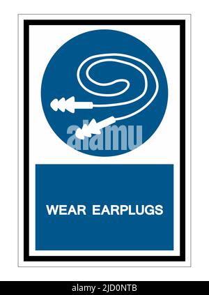 Porter des bouchons d'oreille, symbole isoler sur fond blanc, illustration vectorielle EPS.10 Illustration de Vecteur