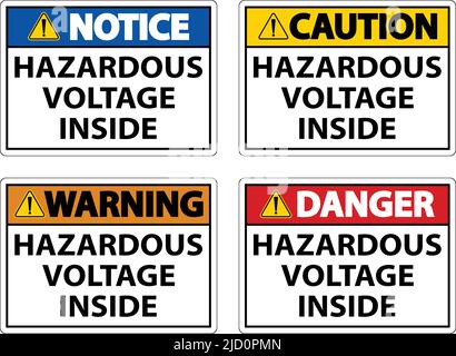 Danger tension dangereuse à l'intérieur du panneau blanc Illustration de Vecteur