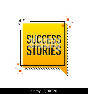 Histoires de réussite bannière jaune mégaphone de style 3D sur fond blanc. Illustration vectorielle Illustration de Vecteur