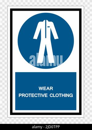 Porter des vêtements de protection symbole panneau isoler sur fond transparent, illustration vectorielle Illustration de Vecteur